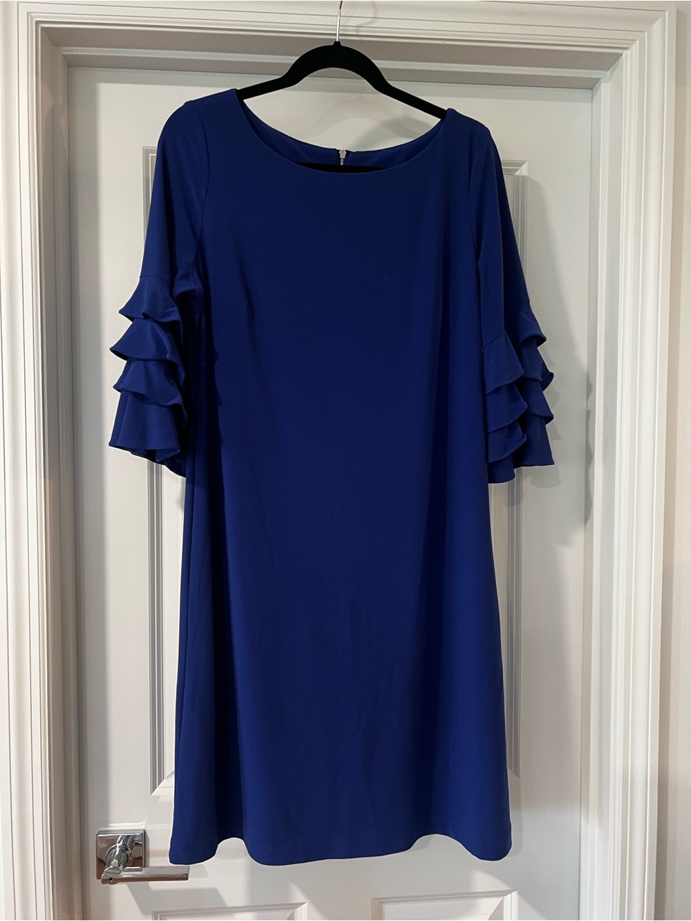 Gabby Skye Royal Blue Ruffle Sleeve Midi Dress